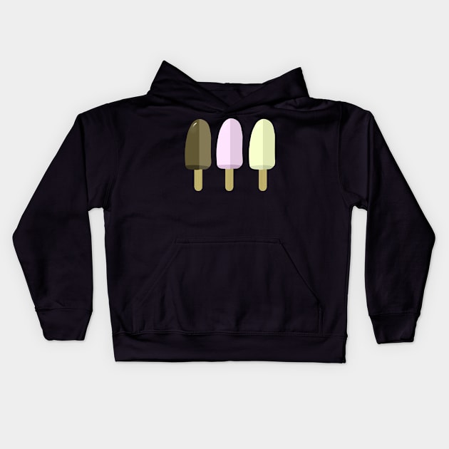 Icecream Popsicle Vanilla Chocolate Strawberry Summer Kids Hoodie by Dreadful Scrawl 666